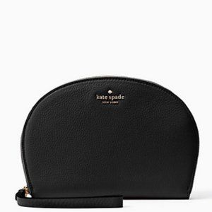 Kate Spade Jackson Leather Half Moon Wristlet in Black